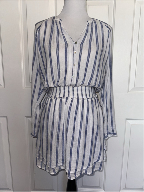 Rails Dresses & Skirts - Rails Jasmine Stripe Smoked Waist Mini Dress Blue White Coastal Boho Resort XS